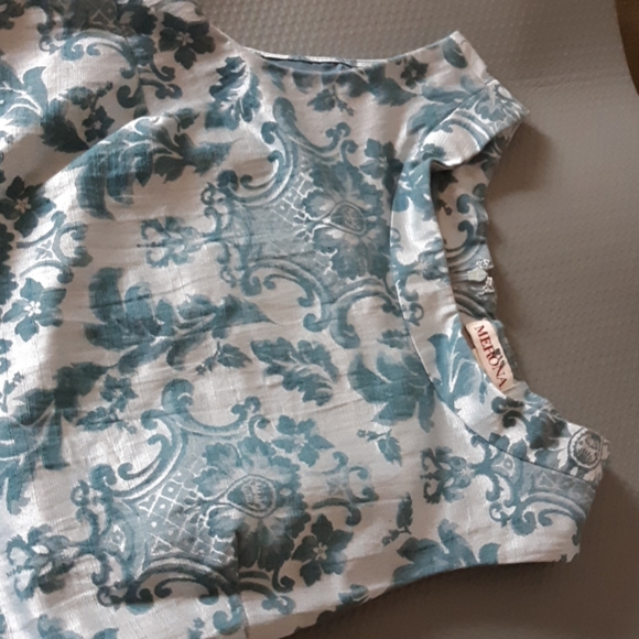 Blue jacquard lined sleeveless sheath dress 6 - Picture 7 of 7